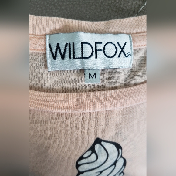 Wildfox Ice Cream Cone Peach Long Sleeves Top Novalty Print Sz Medium 100 Cotton - Picture 8 of 10